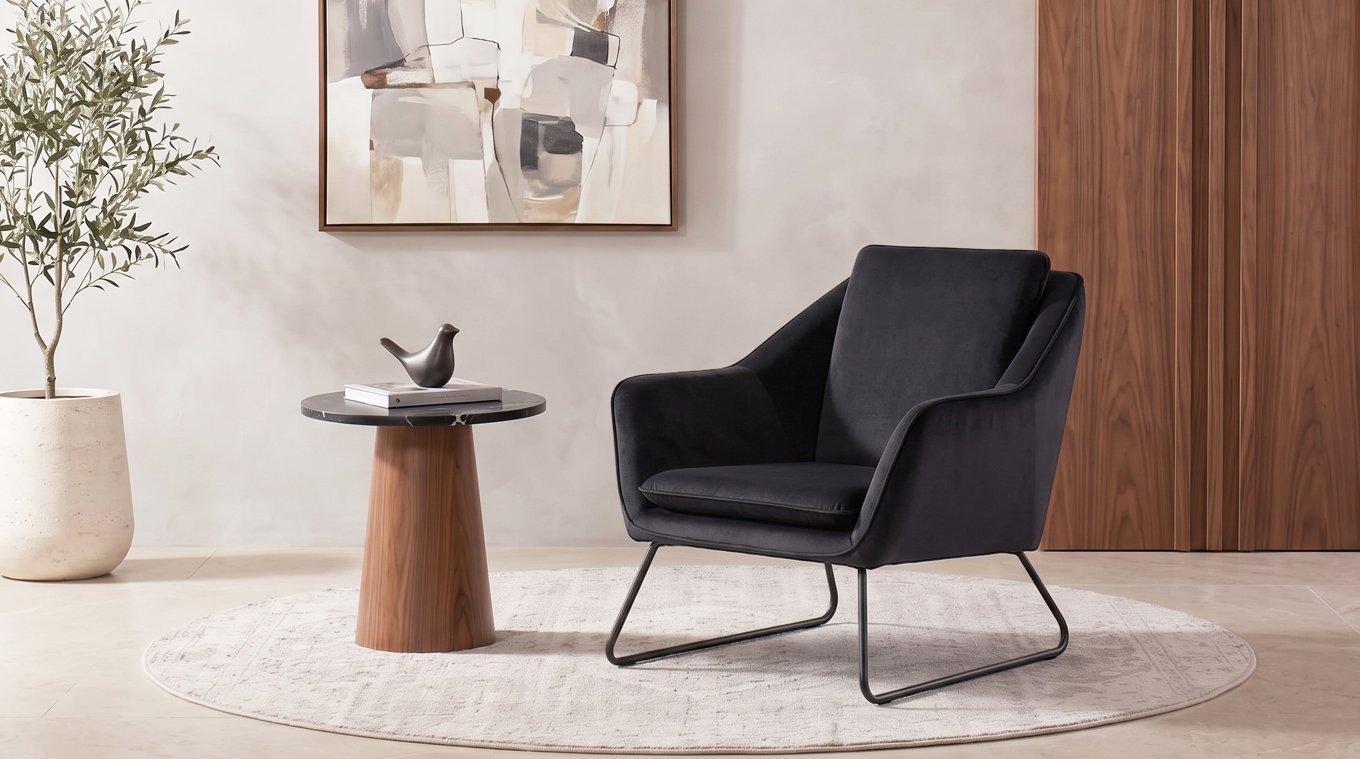 KASSIO SILLON OCASIONAL VELVET NEGRO