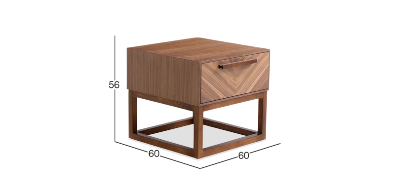 VELIERO MESA LATERAL NOGAL 60 X 60