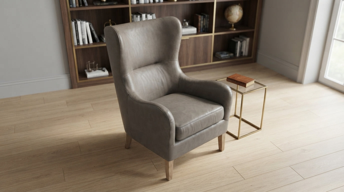 PARIS SILLON OCASIONAL PIEL VERONA CARBON PATAS WALNUT