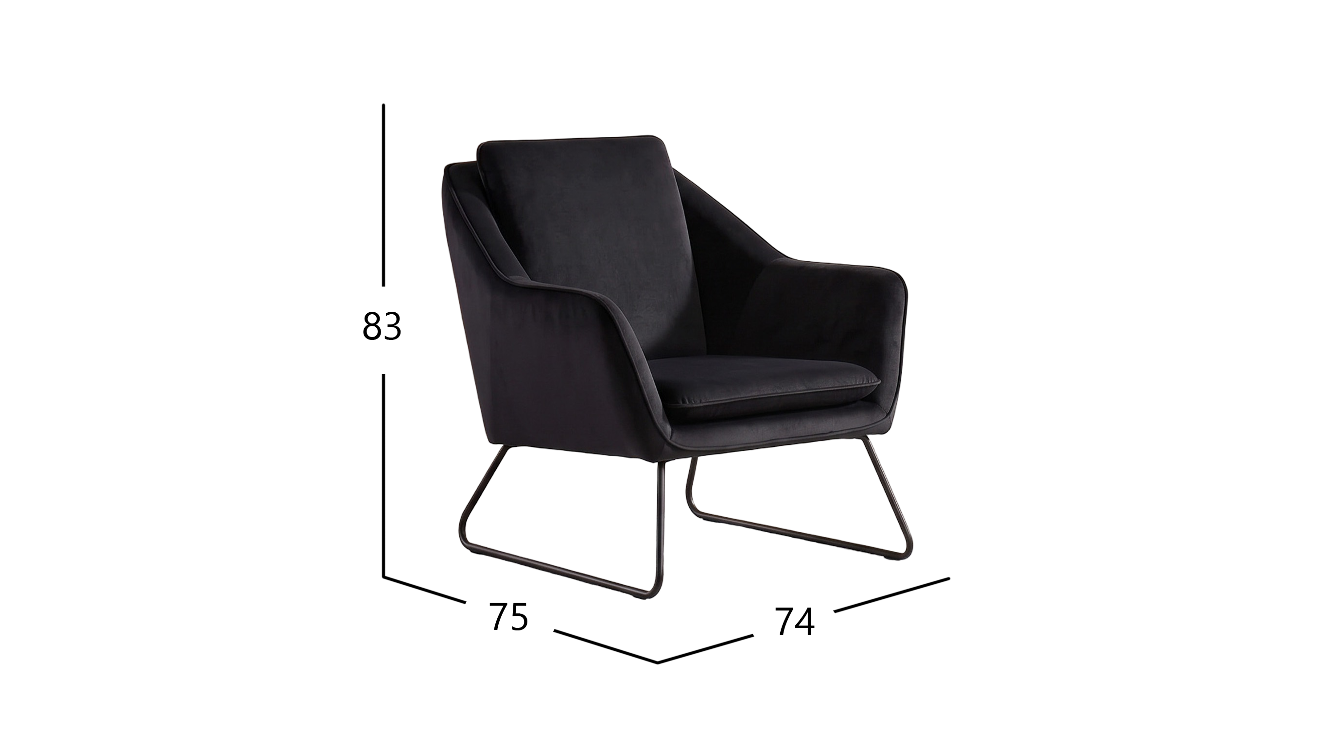 KASSIO SILLON OCASIONAL VELVET NEGRO