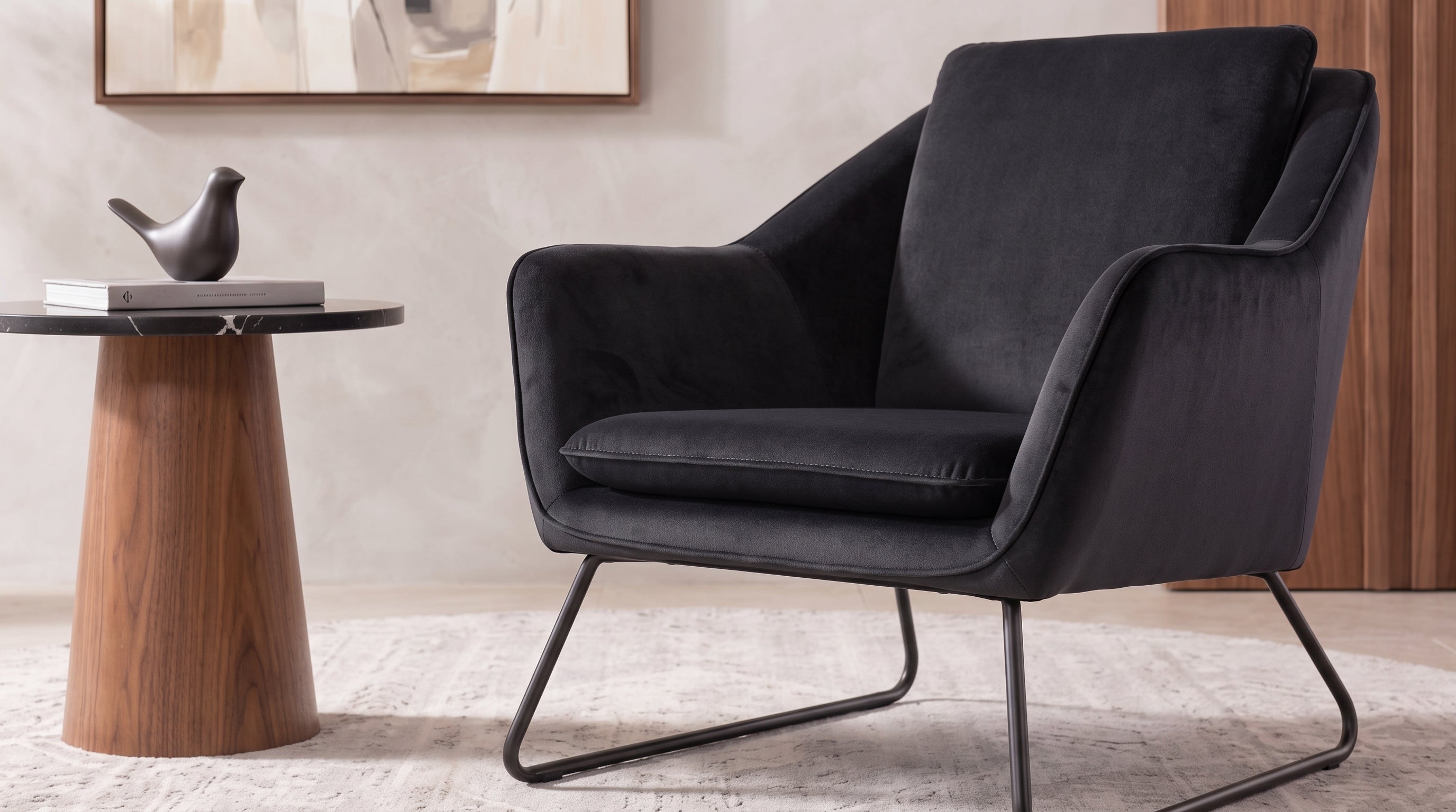 KASSIO SILLON OCASIONAL VELVET NEGRO