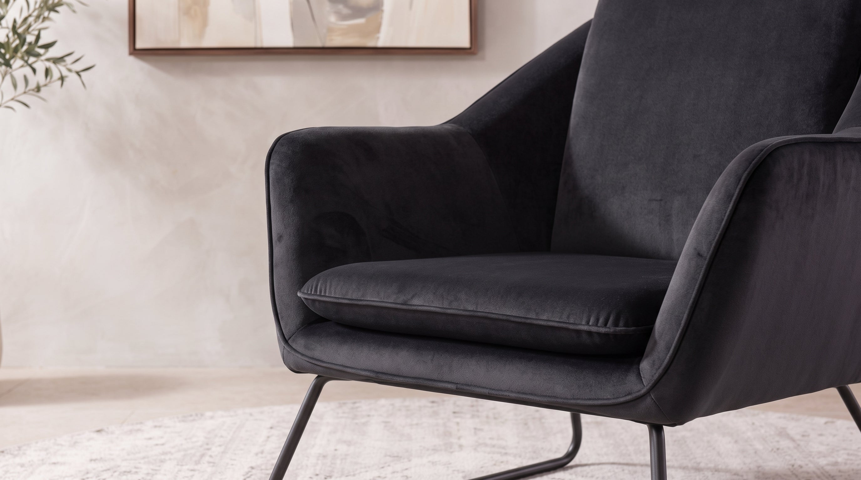 KASSIO SILLON OCASIONAL VELVET NEGRO