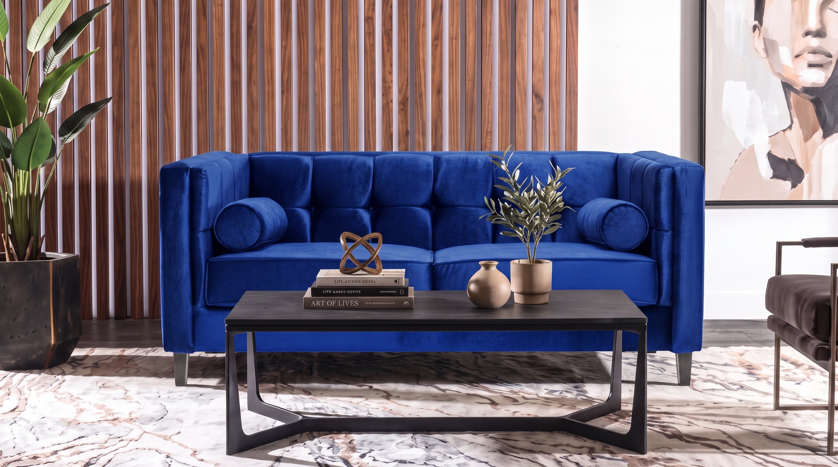 MADISON LOVE SEAT TERCIOPELO AZUL