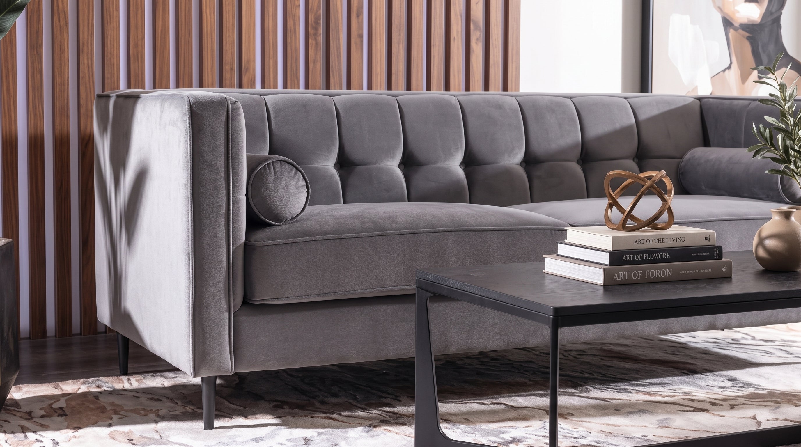 MADISON SOFA TERCIOPELO GRIS OXFORD