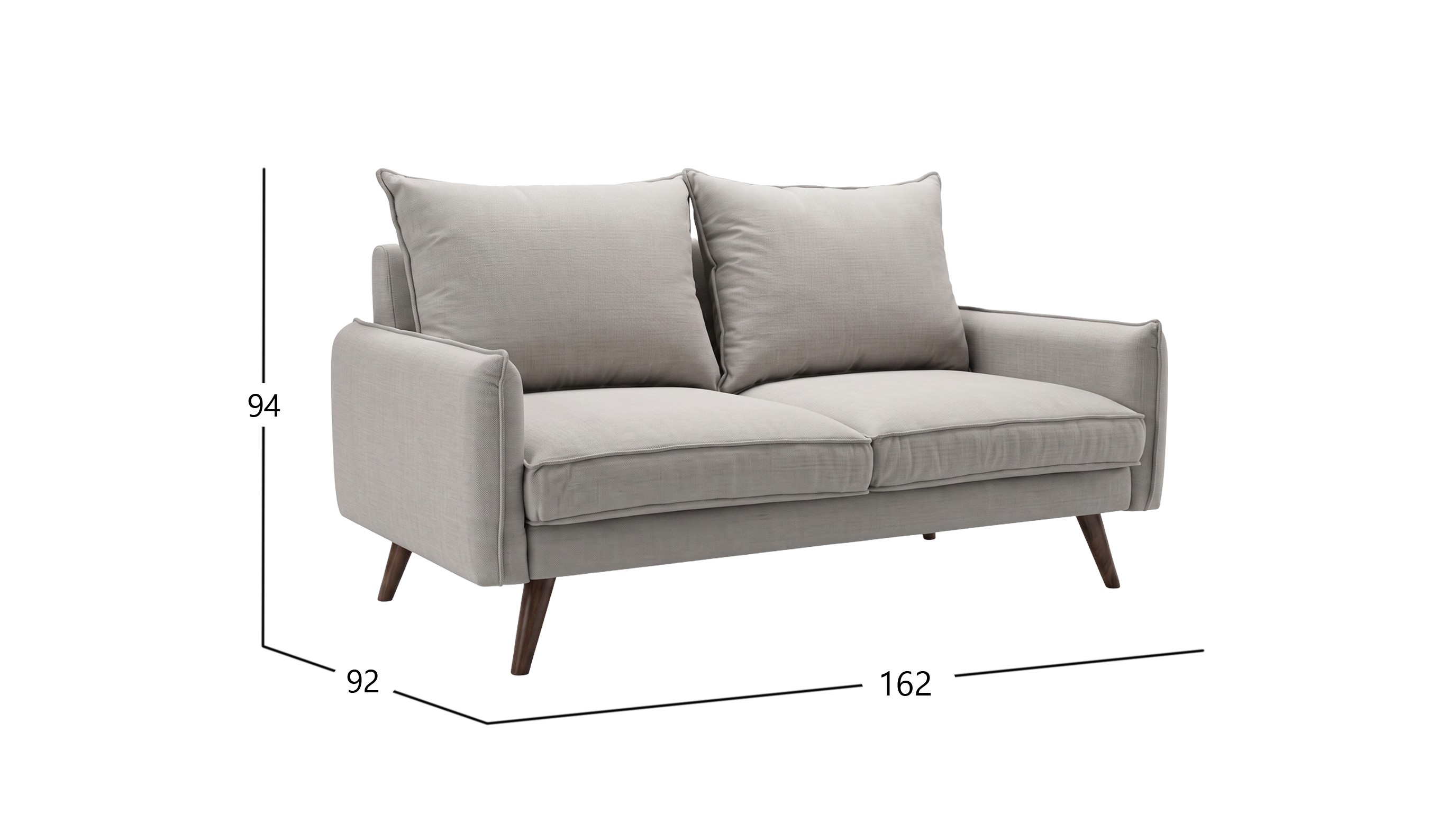 TUTTO LOVE SEAT NOGAL NATURAL GRIS
